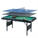 Multi Game Table, Portable Pool Table, Ping Pong & Dining Table Combo, 68.5-inch Foldable Billiard Table for Adults & Kids with Billiard Accessories and Tennis Paddles (3-in-1 Pool Table - Green) INOTEVERITORY