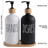 MOMEEMO Glass Soap Dispenser Set, Contains Hand Soap Dispenser and Dish Soap Dispenser, Suitable for Black and White Kitchen Decor. (Black & White) MOMEEMO