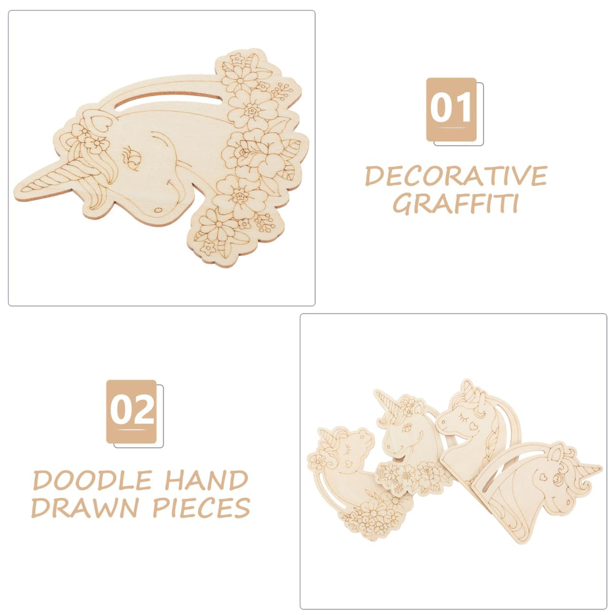 VICASKY Mini Wood Painting Craft Keychain Unfinished Wooden Animal Keychains Party Favor Piece Set DIY Crafts for Kids Unicorn to Paint, 12pcs Head Slice Cutouts with Hole Blank Toy VICASKY