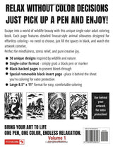 Monochrome Adult Coloring Book: 50 Wildlife Silhouettes in Black and White - Easy Single-Color Designs for Relaxation and Mindfulness (One-Color Art Series) Majosta