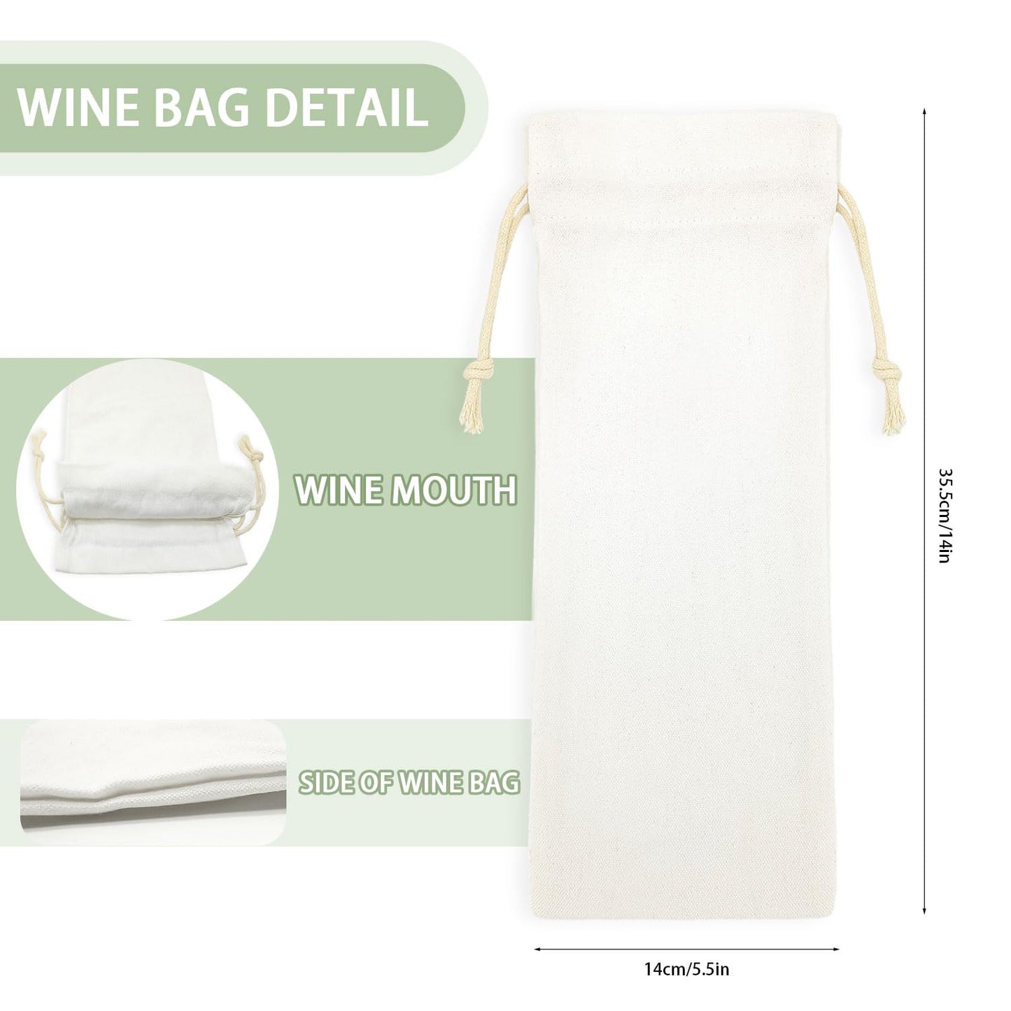 YOUKE OLA 40 Pack Sublimation Wine Bottle Bags Bulk Blank Wine Bottle Gift Bags with Drawstrings Canvas Wine Bags for DIY Heat Transfer Vinyl Halloween Christmas Wedding