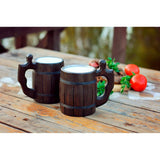 MyFancyCraft Handmade Beer - Mug Oak - Wood Dark Natural - Eco-Friendly Wooden Tankard Gift Barrel - Cup MyFancyCraft
