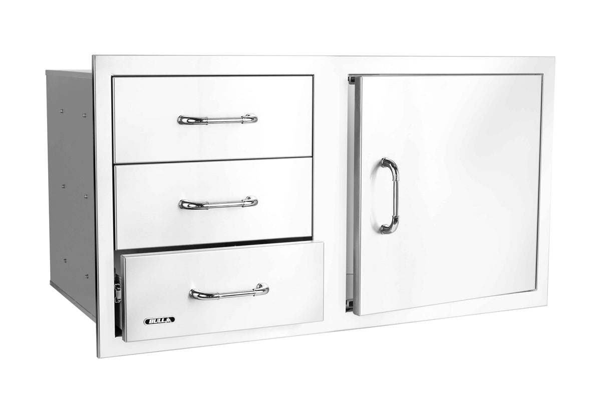 Bull Outdoor Products Premium Components for Outdoor Kitchen BBQ Island 38" 3 Drawer Door Combo with Reveal Bull Outdoor Products
