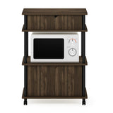 Furinno Turn-N-Tube Kitchen Storage Cart with Cabinet and Lockable Wheels, Columbia Walnut/Black Furinno
