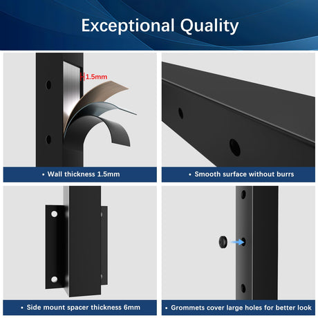 Gyykzz Side Mount Cable Railing Post 36" (Post Body 44"), Level Drilled Space-Saving Rail Post with 11 Holes, Stainless Steel Fascia Mount Cable Railing Kit System, Black Indoor Outdoor Deck Post Gyykzz