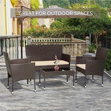 FDW Patio Furniture Set 4 Pieces Outdoor Rattan Chair Wicker Sofa Garden Conversation Bistro Sets for Yard (Brown) FDW