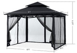 MASTERCANOPY Outdoor Garden Gazebo for Patios with Stable Steel Frame and Netting Walls (8x8,Black) MASTERCANOPY