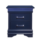 HomeRoots 482397 24 in. Two Drawer Solid Wood Lighted Nightstand Blue HomeRoots