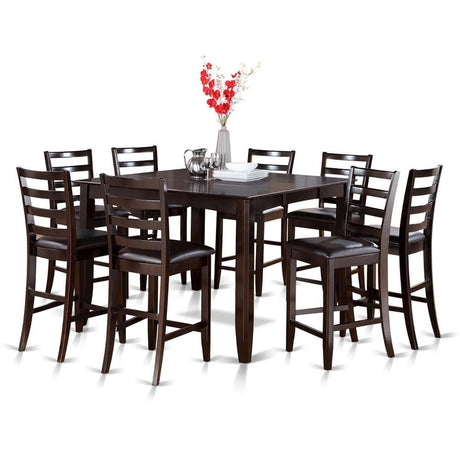 Furnifact 9 Piece Dining Table Set – Square Counter Height Dining Table for 8 with Chairs – Solid Wood Dining Room Furniture for Large Gatherings Furnifact