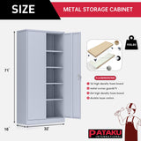 Pataku Garage Storage Cabinet, Grey Metal Cabinet with Locking Doors and Shelves, 71" Steel Tool Cabinet for Home, Office, Basement Pataku
