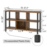 FOLUBAN Industrial Horizontal Bookshelf, 6 Cube Storage Organizer with Shelf, Wood and Metal Cubby Bookcase for Living Room Bedroom, Rustic Brown, 47 Inch FOLUBAN