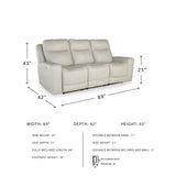 Signature Design by Ashley Mindanao Modern Leather Match Power Reclining Sofa with Adjustable Headrest and USB Ports, Light Gray Signature Design by Ashley