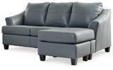 Signature Design by Ashley Genoa Modern Leather Sectional Sofa Couch with Chaise Lounge, Blue Signature Design by Ashley