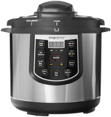 Presto 02141 6-Quart Electric Pressure Cooker, Black, Silver, Stainless steel Presto
