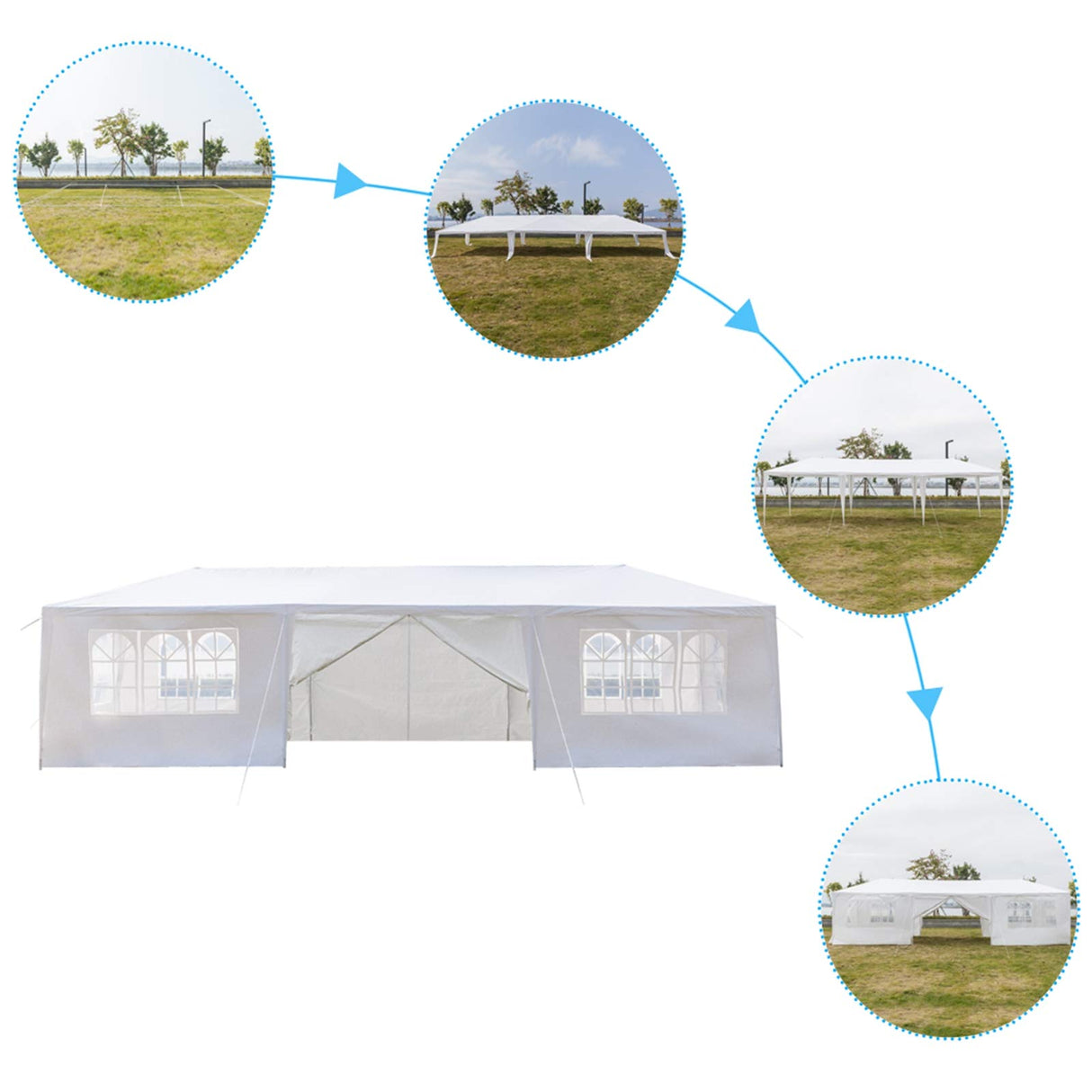ACLULION 10x30 Tents for Parties, Large Party Tent, Outdoor Canopy Tent with 8 Sidewalls and Windows for Wedding, Birthday, Event, White Backyard Tent for Temporary Event ACLULION