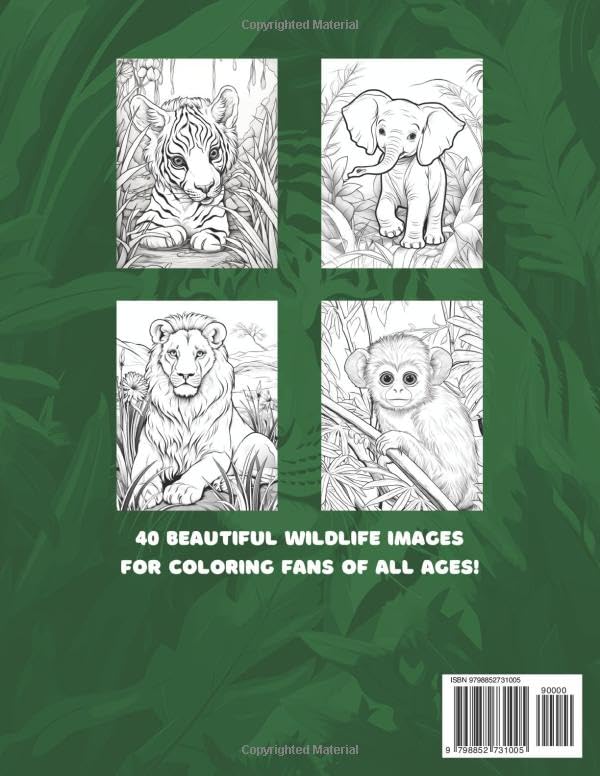 Wildlife Coloring Book: 40 beautifully drawn wild animals to color Majosta