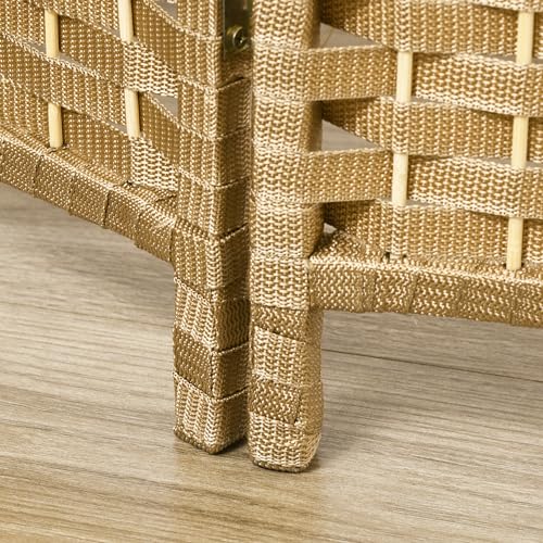 HOMCOM Room Divider, 4 Panel Folding Privacy Screen, 5.6' Tall Freestanding Wall Partition for Home Office, Bedroom, Nature Wood HOMCOM