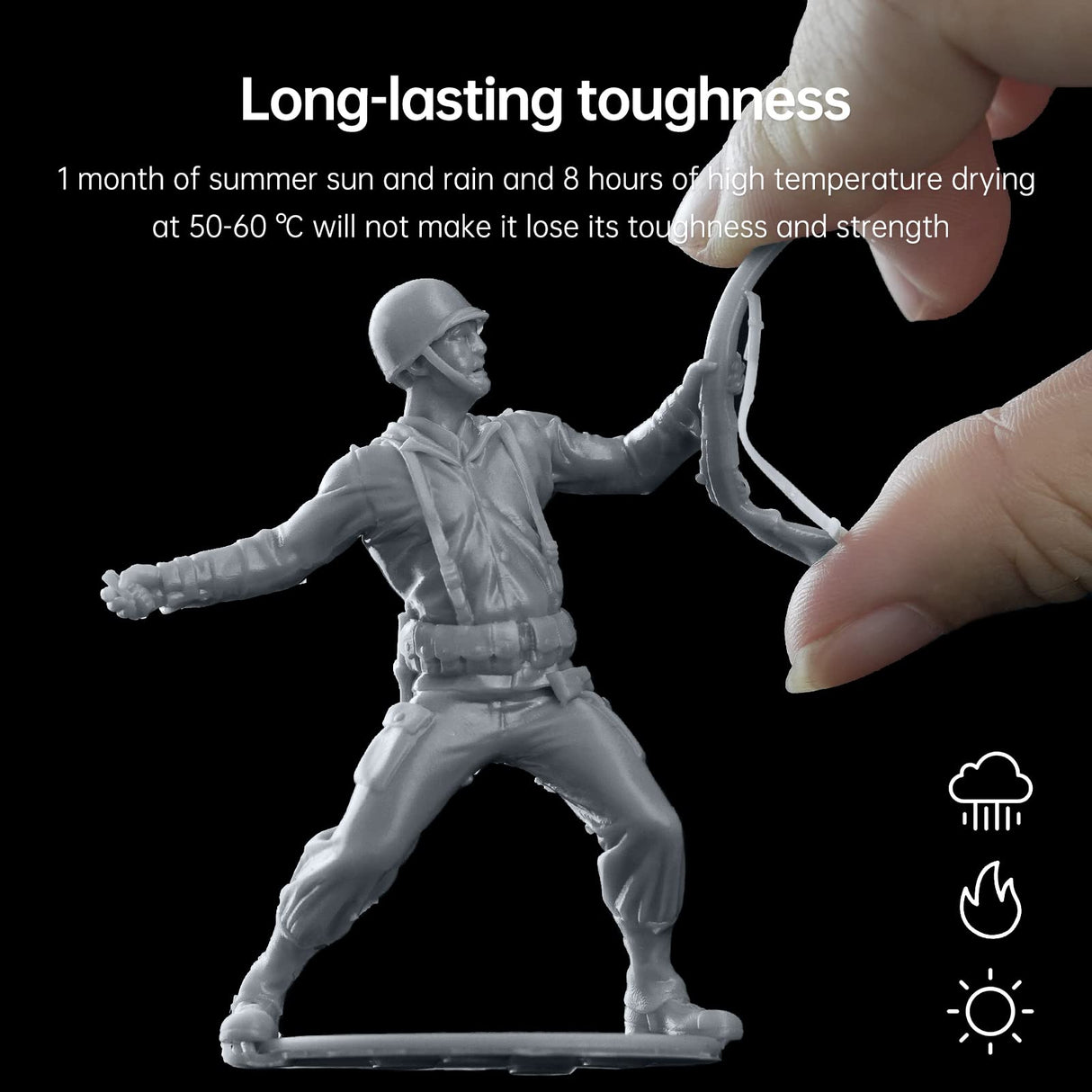 RESIONE 3D Printer Resin, TH72 Flexible Tough Resin with Long-Lasting Toughness and High Elongation, 3D Printing Impact Resistant for Figurines (Medium Grey 1KG) RI RESIONE