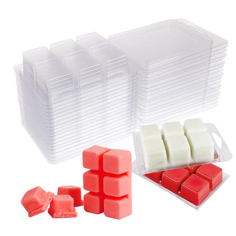 Wax Melt Molds 100 Packs Wax Melt Clamshells 6 Cavity Cubes Clamshells Clear Empty Plastic Cube Tray for Wickless Tarts Candles by DGQ DGQ