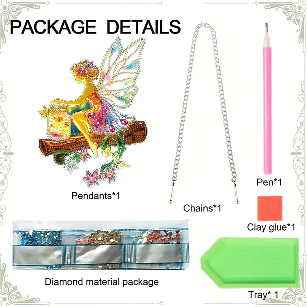 hyzsj DIY Hanging Diamond Art Pendant Painting Kit,Acrylic 5D Fairy Painting Window Pendants, Special Crystal Gem Craft Painting Kit Ornament 8.3x9.4inch hyzsj