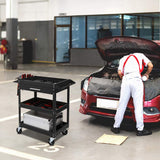 TUFFIOM 3 Tier Rolling Tool Cart with Drawer, Tool Service Cart on Wheels w/2 Brake, 330 LBS Capacity Industrial Heavy Duty Utility Cart, Tool Organizer for Mechanic, Garage, Warehouse & Repair Shop TUFFIOM