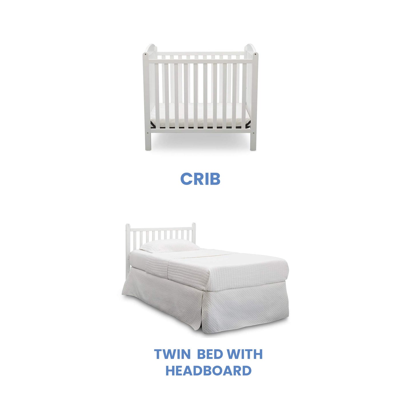 Delta Children Emery Mini Convertible Baby Crib with 2.75-inch Mattress, Bianca White - WoodArtSupply