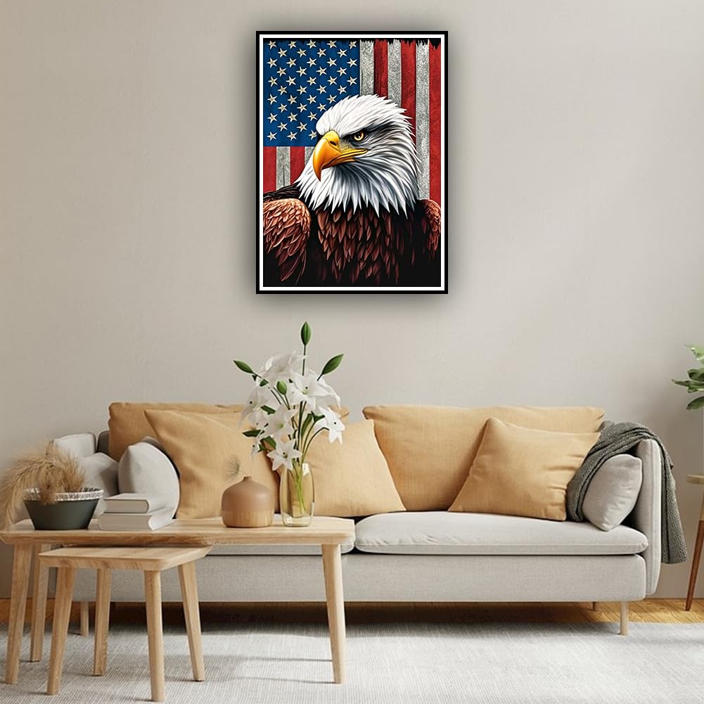 hill froeistung Eagle Diamond Art Painting Kits for Adults,Flag Diamond Art for Beginners, 5D DIY Full Drill Round Gem Art Craft Home Wall Decor Gift 12x16 inch,Bird hill froeistung