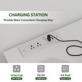 Loomie Drawers Dresser, White Drawer Dresser with Power Outlet, Accent Chests of Drawers with LED Light, Modern Storage Dresser for Bedroom, Living Room (White) Loomie