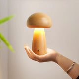 LONRISWAY Wooden Mushroom Lamp for Bedroom, Portable Cordless Small Rechargeable Battery Operated Lamp,Stepless Dimming, Night Light for Birthday Gifts LONRISWAY