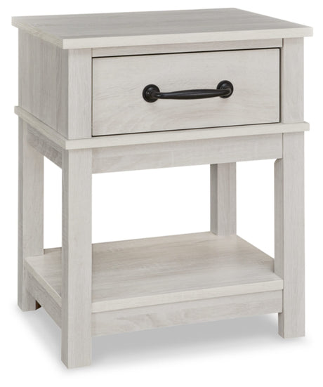 Signature Design by Ashley Dorrinson Farmhouse 1 Drawer Nightstand, Whitewash Signature Design by Ashley