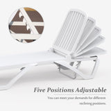Domi Pool Lounge Chair, Aluminum Adjustable Lounge Chair for Outside, All Weather Plastic Chaise Lounge Outdoor for Beach Deck Lawn Poolside, White domi outdoor living