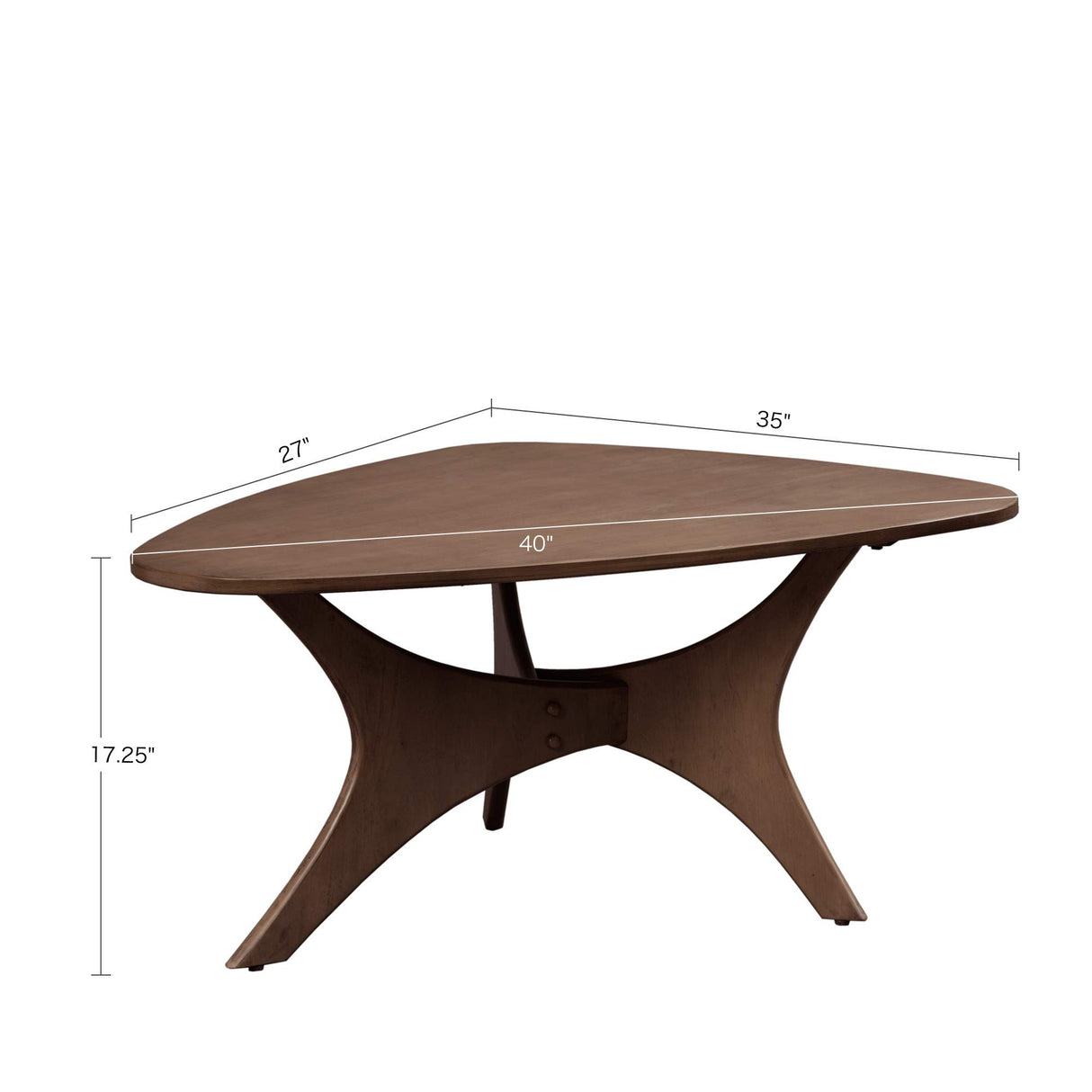 INK+IVY Blaze Triangle Wood Coffee Table Plywood with Wood Veneer Legs, Mid-Century Modern, Easy Assembly, Accent Furniture For Living Room, Minimalist Décor, Brown INK+IVY