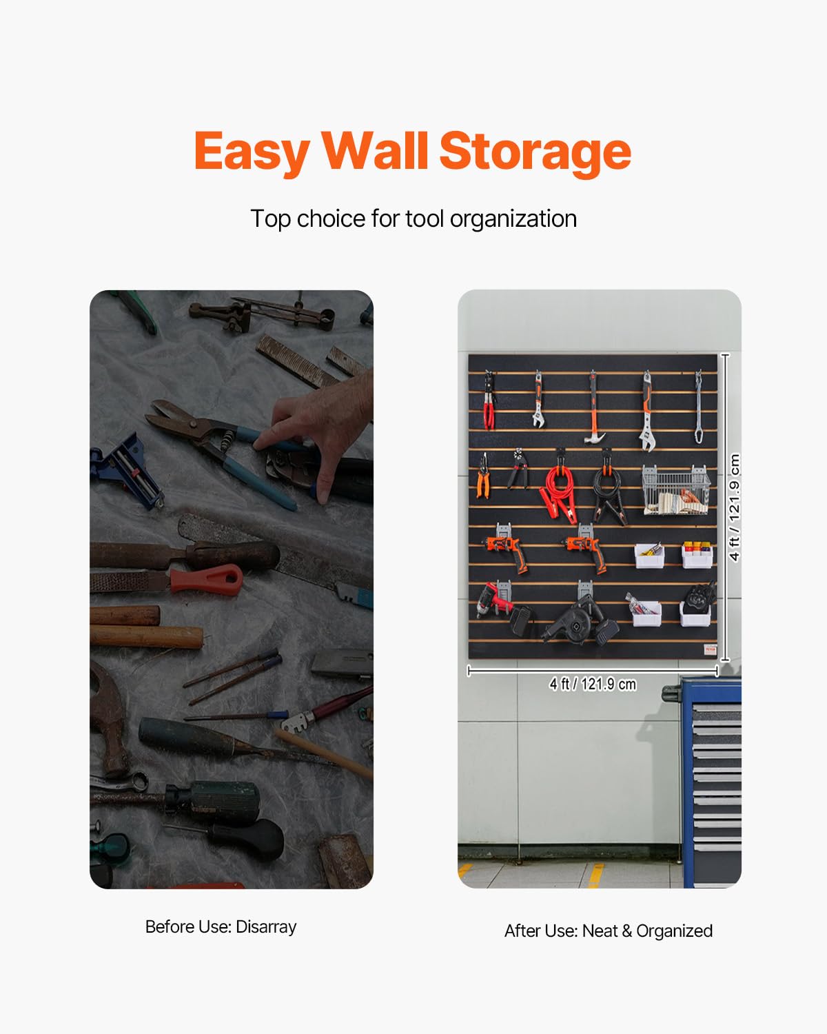 VEVOR Slatwall Panel, 16 sq.ft, Versatile Durable Slat Wall Panel with MDF Material & 3 in Groove, Aesthetic Easy to Clean Slat Wall Panel with Melamine Surface, Fit for Bicycles, Hammers, etc. VEVOR