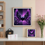 ijbnhd Angel Wings Diamond Art Kits for Adults - Purple Heart Diamond Painting Kits for Beginners, DIY Heart Gem Art Crafts Full Round Drill for Home Walls Decor 12X12Inch ijbnhd