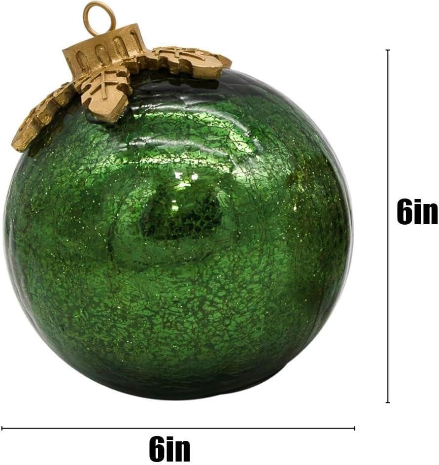 Glass Tabletop Christmas Ornaments - Pre-Lit with Soft White LED，Crystal Ball Halloween Decor for Xmas Home Party Centerpiece Mantel, Warm White Decorative Lamp Generic