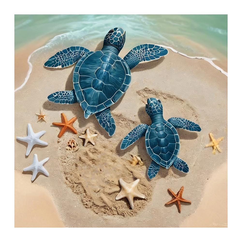 hill froeistung 5D Turtles Diamond Art Painting Kits for Adults,Starfish Diamond Art for Beginners, DIY Full Drill Beaches Diamond Art Painting(12X12 inch) hill froeistung