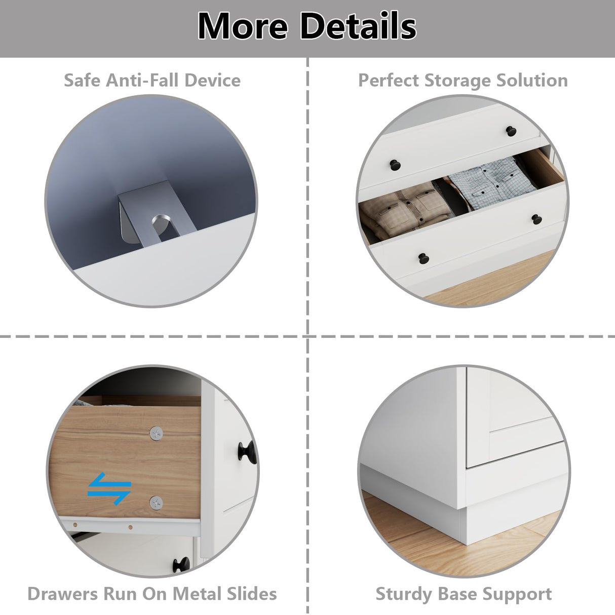 Loomie 6 Drawer Dresser with Power Outlet, Modern Chest of Drawers with Led Light, Double Wide Drawer Organizer Cabinet, Dresser for Bedroom, Living Room, Entryway (White) Loomie