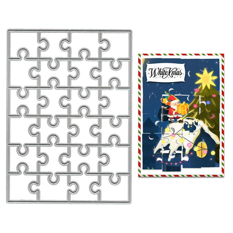 ALIBBON Jigsaw Puzzle Die Cuts for Card Making and Scrapbooking, Square Jigsaw Cutting Dies Metal Template Molds, Rectangle Puzzle Frame Die Cuts for DIY Photo Album Paper Embossing Card Decoration ALIBBON