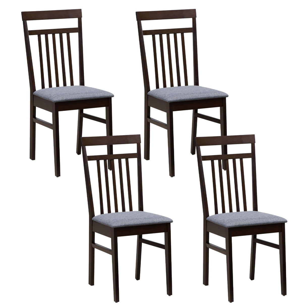 Giantex Wood Dining Chairs Set of 4, Farmhouse Kitchen Chair with Cushion Seat, Armless Wooden Dining Side Chairs with Solid Rubber Wood Frame, High Giantex