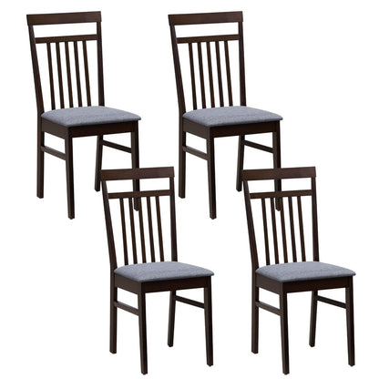 Giantex Wood Dining Chairs Set of 4, Farmhouse Kitchen Chair with Cushion Seat, Armless Wooden Dining Side Chairs with Solid Rubber Wood Frame, High