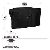 Blackstone 5483 Griddle Cover Fits 28 inches Griddle Cooking Station with Hood Water Resistant, Weather Resistant, Heavy Duty 600D Polyester Flat Top Gas Grill Cover with Cinch Straps 28" Black BLACKSTONE