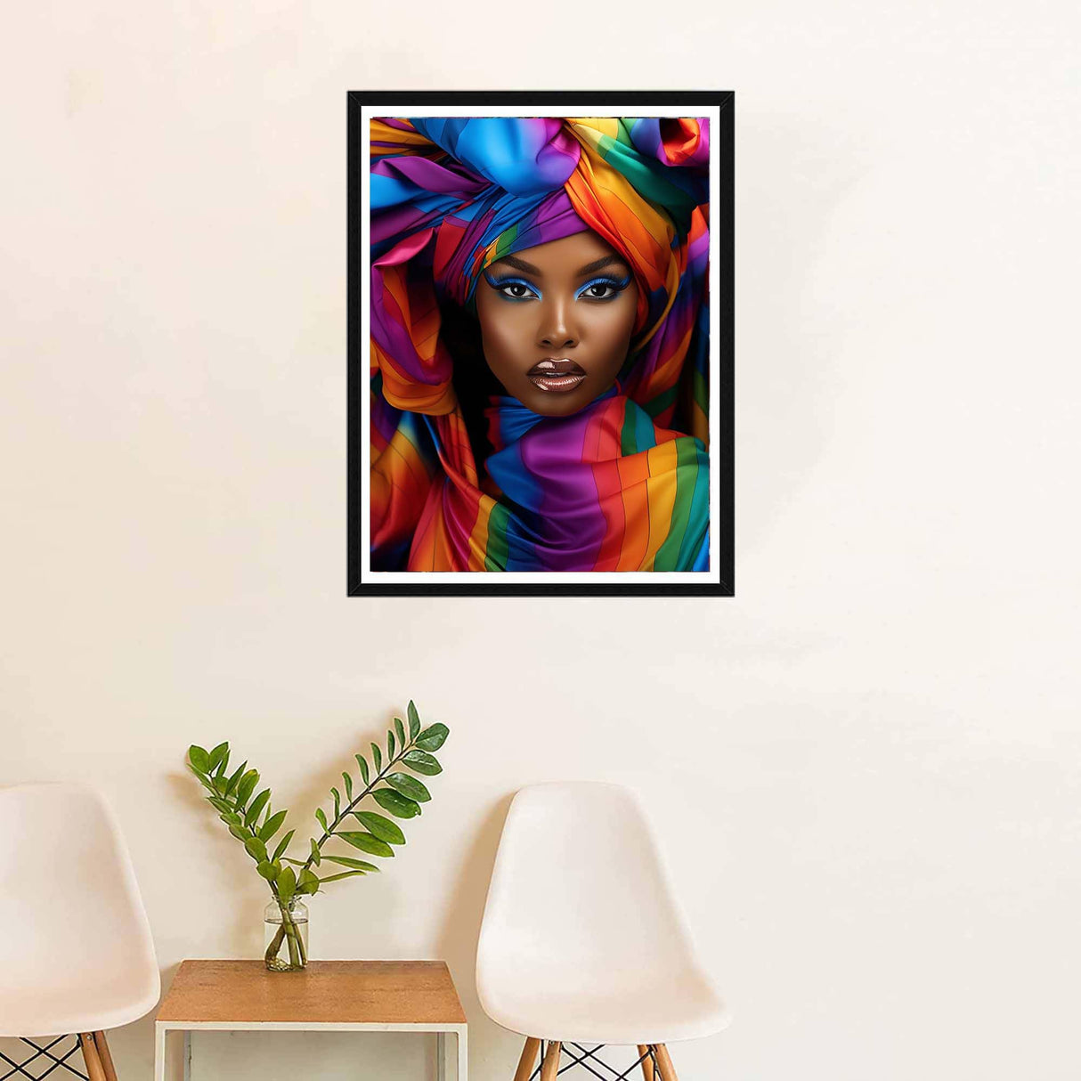 SKRYUIE 5D African Woman Diamond Art Painting Kits - DIY Diamond Art African American, Full Round Drill - Crystal Embroidery Cross Stitch - Adult Craft for Wall & Office Decor - 12x16 inch SKRYUIE