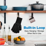 Heat Resistant BBQ Gloves for Hot Temperature Cooking, Barbecue Grilling or Baking Bread Pizza, Safe Oven Mittens with Fingers MOAMI