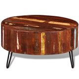 vidaXL Round Coffee Table, Solid Reclaimed Wood with Iron Pin Legs, Handmade Vintage-Style Living Accessory, Eco-friendly, Unique Grain Structur vidaXL