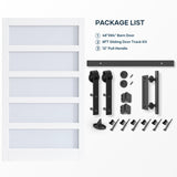 EaseLife 48in x 84in Glass Barn Door with 8FT Sliding Door Hardware Kit Included & Handle,Solid LVL Wood Covered with Water-Proof & Scratch-Resistant PVC Surface,DIY Assembly,5-Panel Glass,White EaseLife