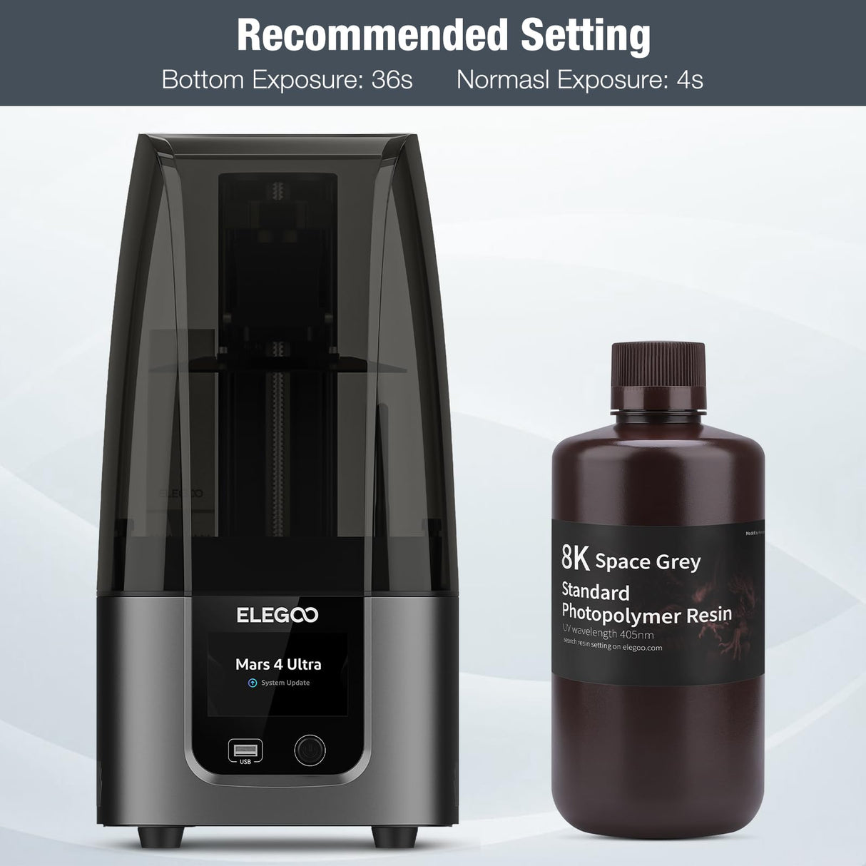 ELEGOO 8K Standard Resin, 405nm Rapid UV-Curing 3D Printer Resin, Higher Precision, Lower Shrinkage 3D Photopolymer Resin for 8K/12K/14K 3D Printer and LCD/MSLA/DLP 3D Printing, Space Grey 1000G Deeplee