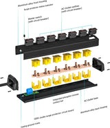 CRST 6 Outlet Metal Heavy Duty Power Strip with Individual Switches, 6FT Wide Spaced Garage Power Strip, Mountable Power Strip Surge Protector (1200 Joules), 15amp/1875W, 14AWG SJT Power Cord CRST
