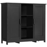 TEENFON Storage Cabinet with 2 Doors and 3 Adjustable Shelves, Entryway Cabinet, Coffee Bar for Living Room, Bedroom, Home Office, Entryway, Black TEENFON