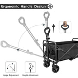 TWOCORN Collapsible Foldable Wagon,Beach Wagon Cart Heavy Duty with Wheels Foldable,Utility Folding Grocery Wagon for Camping Sports Outdoor Activities(Black) twocorn