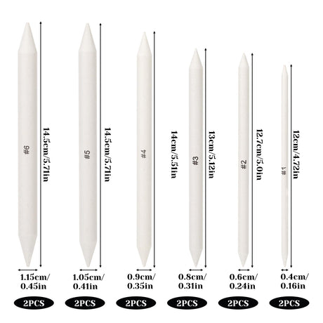 Blending Stump, 12 PCS Tortillions Blending Pencil Oil Pastel Blending Tools Shading Pencils Soft Paper Felts Sketch Blending Sticks for Artist Student Sketch Drawing Supplies (6 Sizes) Sliverdew